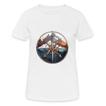 Kompass / Himmelsrichtung / Reisen / Survival - Frauen T-Shirt atmungsaktiv - Weiß - Vorne - AI Model Female 172 dark (172cm)