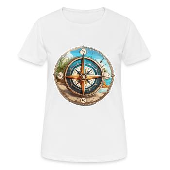 Kompass / Himmelsrichtung / Reisen / Survival - Frauen T-Shirt atmungsaktiv - Weiß - Vorne - AI Model Female 172 dark (172cm)