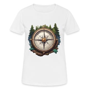 Kompass / Himmelsrichtung / Reisen / Survival - Frauen T-Shirt atmungsaktiv - Weiß - Vorne - AI Model Female 172 dark (172cm)