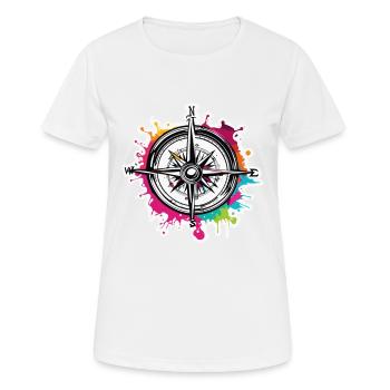 Compass / Cardinal Direction / Travel / Survival - Women's Breathable T-Shirt - white - Front - AI Model Female 172 dark (172cm)