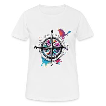 Kompass / Himmelsrichtung / Reisen / Survival - Frauen T-Shirt atmungsaktiv - Weiß - Vorne - AI Model Female 172 dark (172cm)