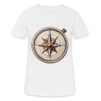 Kompass / Himmelsrichtung / Reisen / Survival - Frauen T-Shirt atmungsaktiv - Weiß - Vorne - AI Model Female 172 dark (172cm)