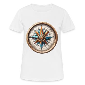 Kompass / Himmelsrichtung / Reisen / Survival - Frauen T-Shirt atmungsaktiv - Weiß - Vorne - AI Model Female 172 dark (172cm)
