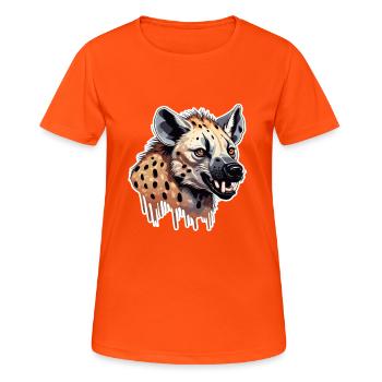 Hyäne / Afrika / Safrai / Zoo / Wildis / Tier - Frauen T-Shirt atmungsaktiv - Neonorange - Vorne - AI Model Female 172 dark (172cm)