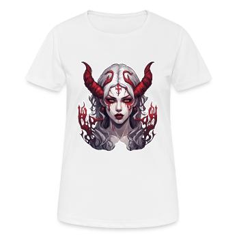teuflische Frau / blut / Gothic / Heavy Metal - Frauen T-Shirt atmungsaktiv - Weiß - Vorne - AI Model Female 172 dark (172cm)