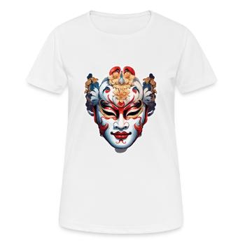 Kabuki Maske / Japanische Kunst / Theater / Antik - Frauen T-Shirt atmungsaktiv - Weiß - Vorne - AI Model Female 172 dark (172cm)