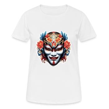 Kabuki Maske / Japanische Kunst / Theater / Antik - Frauen T-Shirt atmungsaktiv - Weiß - Vorne - AI Model Female 172 dark (172cm)