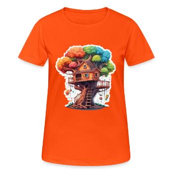Treehouse / Treetop / Treehouse / Adventure - Women's Breathable T-Shirt - neon orange - Front - AI Model Female 172 dark (172cm)