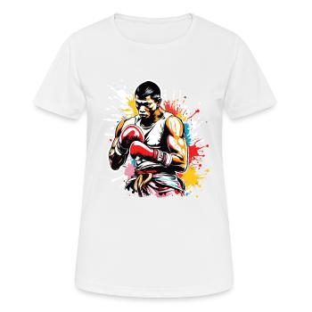 Boxer / Sport / Kampf / Arena / Boxring / Fäuste - Frauen T-Shirt atmungsaktiv - Weiß - Vorne - AI Model Female 172 dark (172cm)