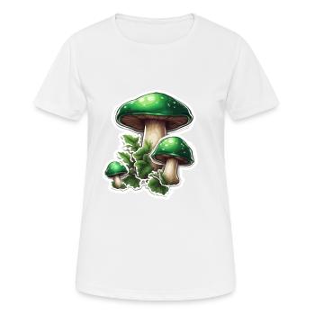 Pilz / Mushroom / Wiese / Wald / Goa / Psy - Frauen T-Shirt atmungsaktiv - Weiß - Vorne - AI Model Female 172 dark (172cm)