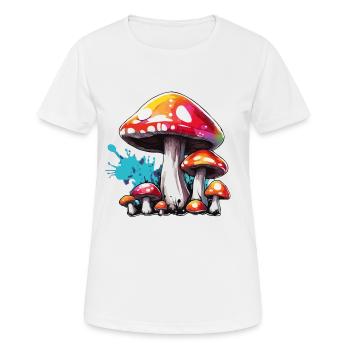 Champignon / Champignon / Prairie / Forêt / Goa / Psy - T-shirt respirant Femme - blanc - Devant - AI Model Female 172 dark (172cm)