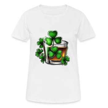 Shamrock / Whisky / Alcool / Bonheur / Pub irlandais - T-shirt respirant Femme - blanc - Devant - AI Model Female 172 dark (172cm)
