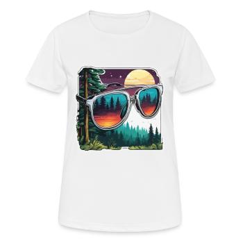 Sonnenbrille / Reflektion / Wald / Spiegelung - Frauen T-Shirt atmungsaktiv - Weiß - Vorne - AI Model Female 172 dark (172cm)