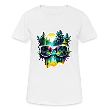 Sonnenbrille / Reflektion / Wald / Spiegelung - Frauen T-Shirt atmungsaktiv - Weiß - Vorne - AI Model Female 172 dark (172cm)