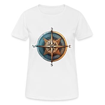 Kompass / Himmelsrichtung / Reisen / Survival - Frauen T-Shirt atmungsaktiv - Weiß - Vorne - AI Model Female 172 dark (172cm)