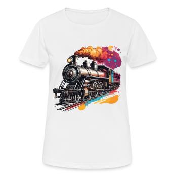 Zug / Lokomotive / Dampflok / Eisenbahn / Lock - Frauen T-Shirt atmungsaktiv - Weiß - Vorne - AI Model Female 172 dark (172cm)