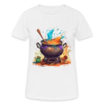 Kochtopf / Hexenkessel / Halloween / Zauberei - Frauen T-Shirt atmungsaktiv - Weiß - Vorne - AI Model Female 172 dark (172cm)