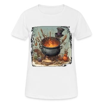 Kochtopf / Hexenkessel / Halloween / Zauberei - Frauen T-Shirt atmungsaktiv - Weiß - Vorne - AI Model Female 172 dark (172cm)