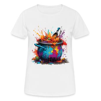 Kochtopf / Hexenkessel / Halloween / Zauberei - Frauen T-Shirt atmungsaktiv - Weiß - Vorne - AI Model Female 172 dark (172cm)