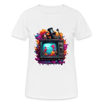 TV / Television / Analogue / Tube TV / Retro - Women's Breathable T-Shirt - white - Front - AI Model Female 172 dark (172cm)