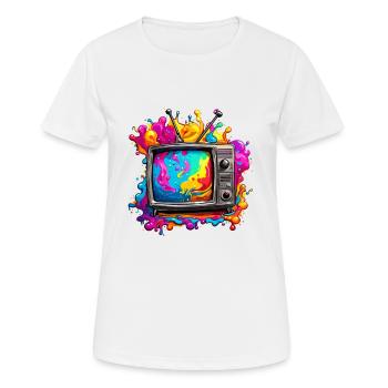 TV / Television / Analogue / Tube TV / Retro - Women's Breathable T-Shirt - white - Front - AI Model Female 172 dark (172cm)