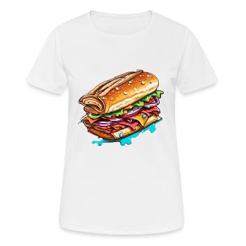 Sandwich / Sandwich / Nourriture / Épicerie - T-shirt respirant Femme - blanc - Devant - AI Model Female 172 dark (172cm)