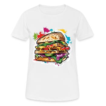 Sandwich / Sandwich / Nourriture / Épicerie - T-shirt respirant Femme - blanc - Devant - AI Model Female 172 dark (172cm)