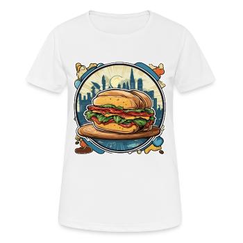 Sandwich / Sandwich / Nourriture / Épicerie - T-shirt respirant Femme - blanc - Devant - AI Model Female 172 dark (172cm)