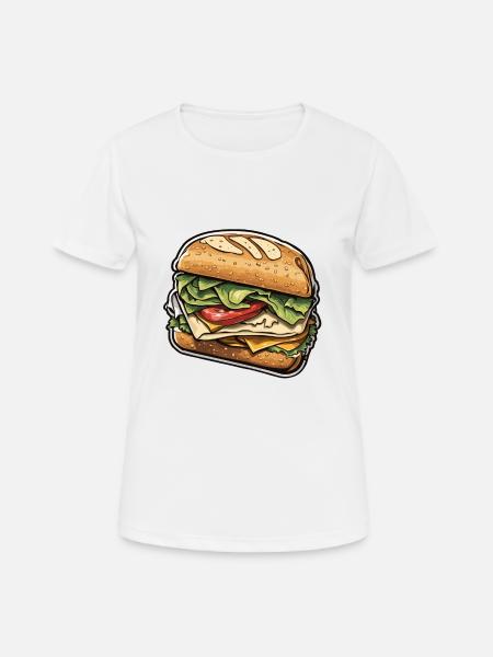 Sandwich / Sandwich / Nourriture / Épicerie - T-shirt respirant Femme - blanc