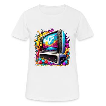 TV / Television / Analogue / Tube TV / Retro - Women's Breathable T-Shirt - white - Front - AI Model Female 172 dark (172cm)