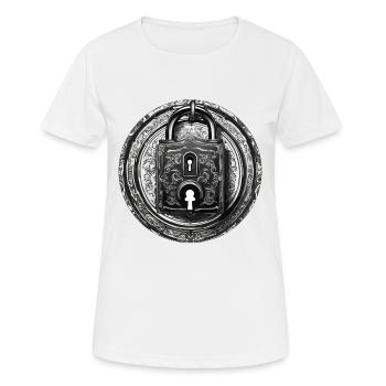 Serrure d’épaule / Clé / Serrure de coeur / Motif - T-shirt respirant Femme - blanc - Devant - AI Model Female 172 dark (172cm)