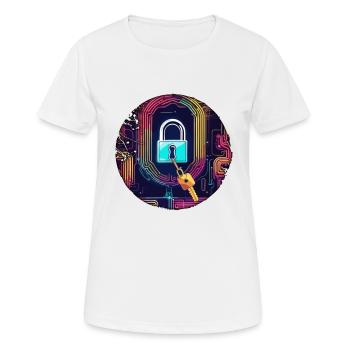 Serrure d’épaule / Clé / Serrure de coeur / Motif - T-shirt respirant Femme - blanc - Devant - AI Model Female 172 dark (172cm)