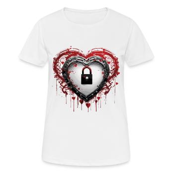 Serrure d’épaule / Clé / Serrure de coeur / Motif - T-shirt respirant Femme - blanc - Devant - AI Model Female 172 dark (172cm)