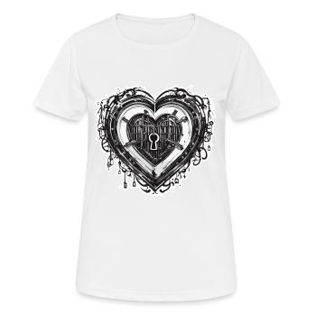 Serrure d’épaule / Clé / Serrure de coeur / Motif - T-shirt respirant Femme - blanc - Devant - AI Model Female 172 dark (172cm)