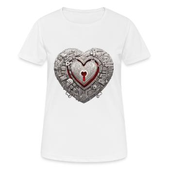 Serrure d’épaule / Clé / Serrure de coeur / Motif - T-shirt respirant Femme - blanc - Devant - AI Model Female 172 dark (172cm)