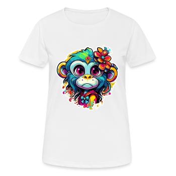 Cute Monkey / Monkey Girl / Cute / Hair Bow - Women's Breathable T-Shirt - white - Front - AI Model Female 172 dark (172cm)