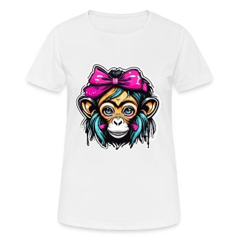 Cute Monkey / Monkey Girl / Cute / Hair Bow - Women's Breathable T-Shirt - white - Front - AI Model Female 172 dark (172cm)