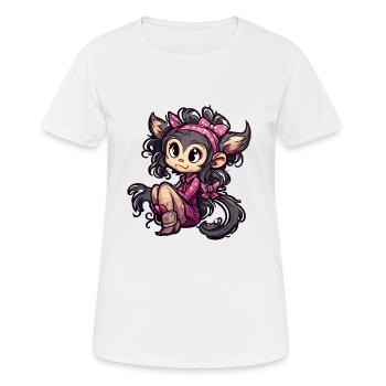 Cute Monkey / Monkey Girl / Cute / Hair Bow - Women's Breathable T-Shirt - white - Front - AI Model Female 172 dark (172cm)