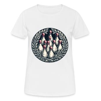 Bowling / Kegeln / Bowlingbahn / Pin / Strike - Frauen T-Shirt atmungsaktiv - Weiß - Vorne - AI Model Female 172 dark (172cm)