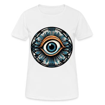 Psychédélique / Oeil / Psychobilly / Bande dessinée / Coloré - T-shirt respirant Femme - blanc - Devant - AI Model Female 172 dark (172cm)