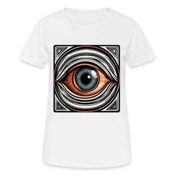 Psychédélique / Oeil / Psychobilly / Bande dessinée / Coloré - T-shirt respirant Femme - blanc - Devant - AI Model Female 172 dark (172cm)