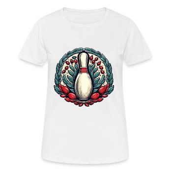 Bowling / Kegeln / Bowlingbahn / Pin / Strike - Frauen T-Shirt atmungsaktiv - Weiß - Vorne - AI Model Female 172 dark (172cm)