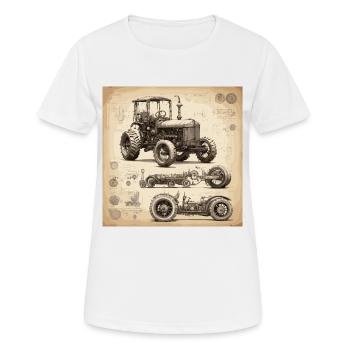 Plan / Sépia / Vintage / Rétro / Tracteur - T-shirt respirant Femme - blanc - Devant - AI Model Female 172 dark (172cm)