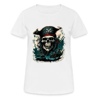 Pirat / Ahoi / Anker / Kapitän / Totenkopf / Rum - Frauen T-Shirt atmungsaktiv - Weiß - Vorne - AI Model Female 172 dark (172cm)