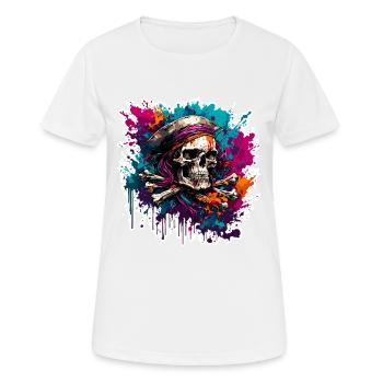 Pirat / Ahoi / Anker / Kapitän / Totenkopf / Rum - Frauen T-Shirt atmungsaktiv - Weiß - Vorne - AI Model Female 172 dark (172cm)