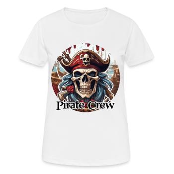 Piratin / Ahoi / Anker / Kapitän / Totenkopf / Rum - Frauen T-Shirt atmungsaktiv - Weiß - Vorne - AI Model Female 172 dark (172cm)