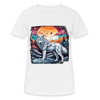 Wolf / Rudel / Wald / Wild / Tierwelt / heulen - Frauen T-Shirt atmungsaktiv - Weiß - Vorne - AI Model Female 172 dark (172cm)