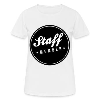 Staff Mitglied - Frauen T-Shirt atmungsaktiv - Weiß - Vorne - AI Model Female 172 dark (172cm)