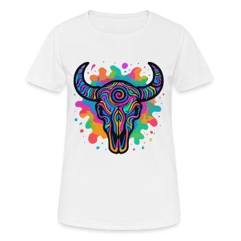 Colorful bull skull - Women's Breathable T-Shirt - white - Front - AI Model Female 172 dark (172cm)
