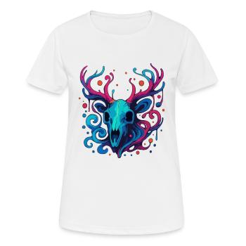 Crâne de bois de cerf - T-shirt respirant Femme - blanc - Devant - AI Model Female 172 dark (172cm)